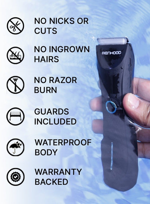 MENHOOD Trimmer Mini All-in-one Trimmer for Men with Waterproof IPX6 Design, SkinSafe Ceramic Technology, QuietRun 7000 RPM Motor, 4000K LED for Low Light Areas, Travel Lock, 90 Min Run Time & Fast Charging