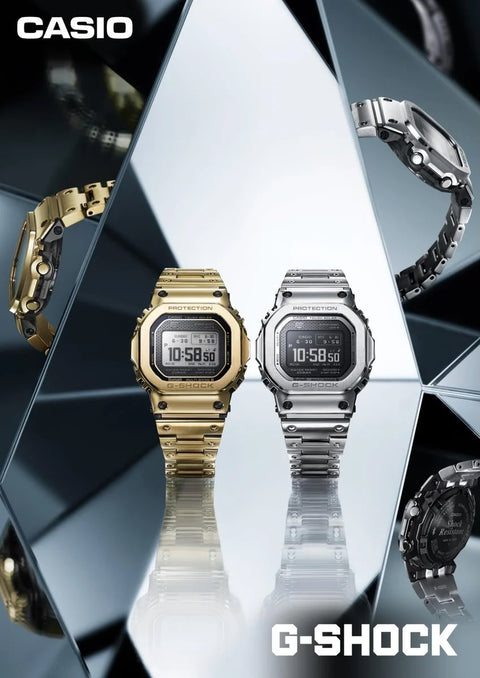 G-Shock Style Metal Digital Watch – Premium Stainless Steel | Gold, Silver & Black