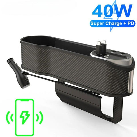 Car Seat Gap Organizer with Cup Holder & Wireless Charger